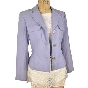 Vtg Bebe Lavender Fitted Blazer Belted Utility Jacket Womens Sz 6 Y2K Coquette